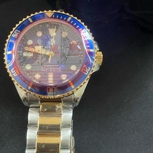Henry Jay Professional mens Diver watch 23k gold plate